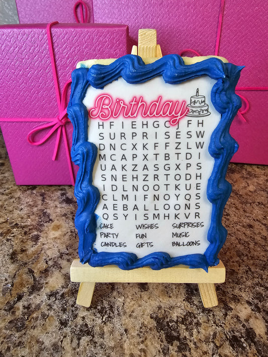 Birthday Word Search Edible Game Cookie